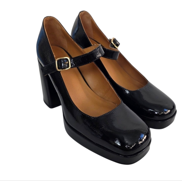 Sezane Georgia High Mary Jane's Patent Leather Size 37 US 6 New Without Box - Picture 7 of 9